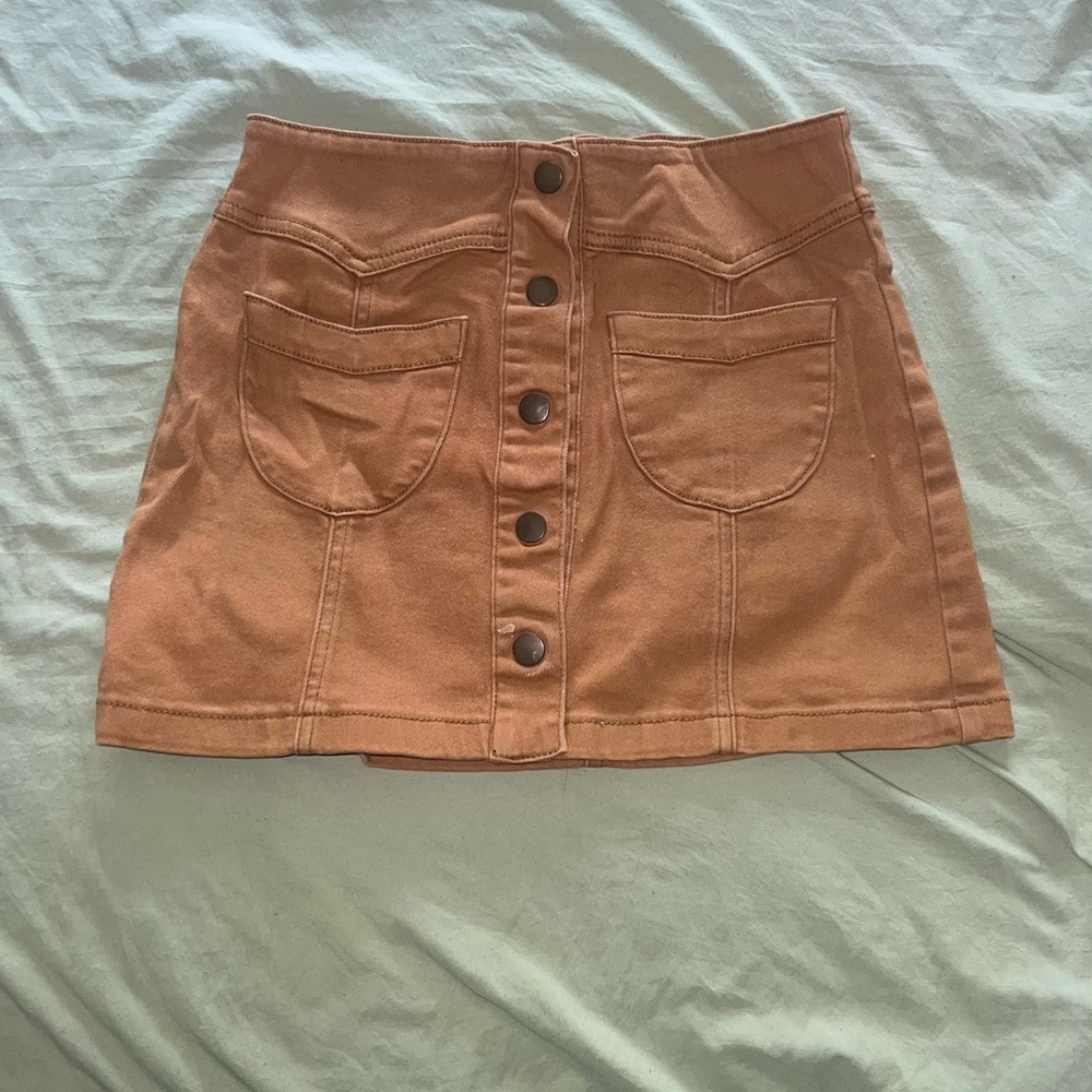 Forever 21 Brown Button-Front Mini Skirt